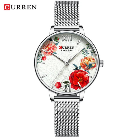 Curren Silver Flower Ladies Watch
